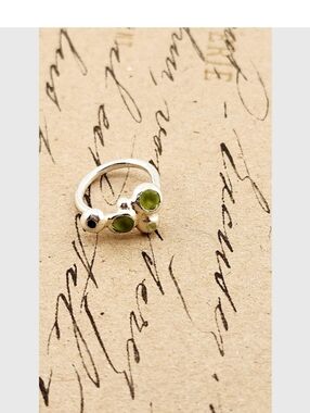 PERIDOT CRYSTAL RING handmade in Sterling Silver metal size 5